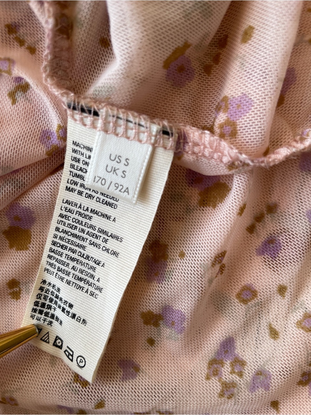 Free People Opposite Attraction Mini Dress Tunic Dusty Mauve Floral Ruffle SZ S - Picture 14 of 15